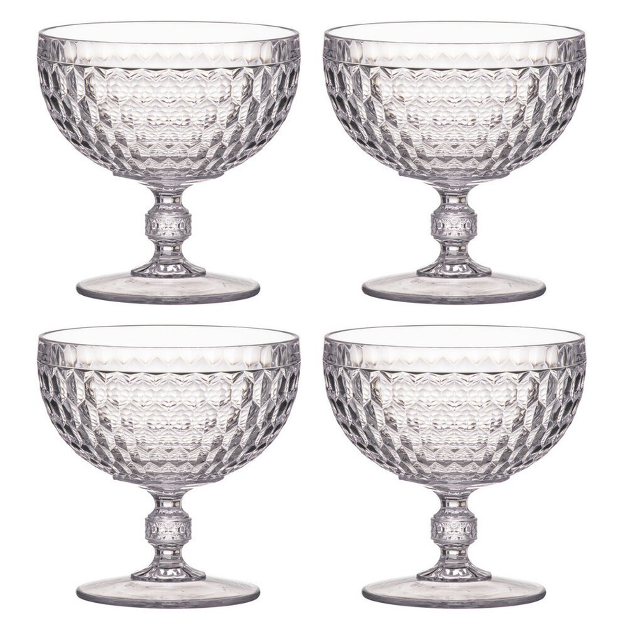 4x Tate Round 450ml Acrylic Dessert Bowl Snack/Cereal Food Serving Clear