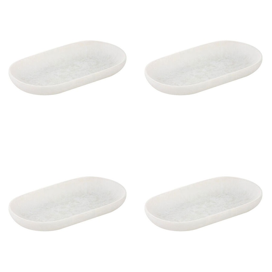 4x Tempa Bennett Marble Finish Resin Display Barware Tray 24.5x14cm White