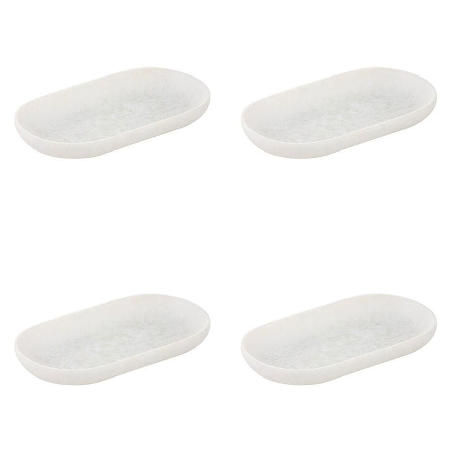 4x Tempa Bennett Marble Finish Resin Display Barware Tray 24.5x14cm White