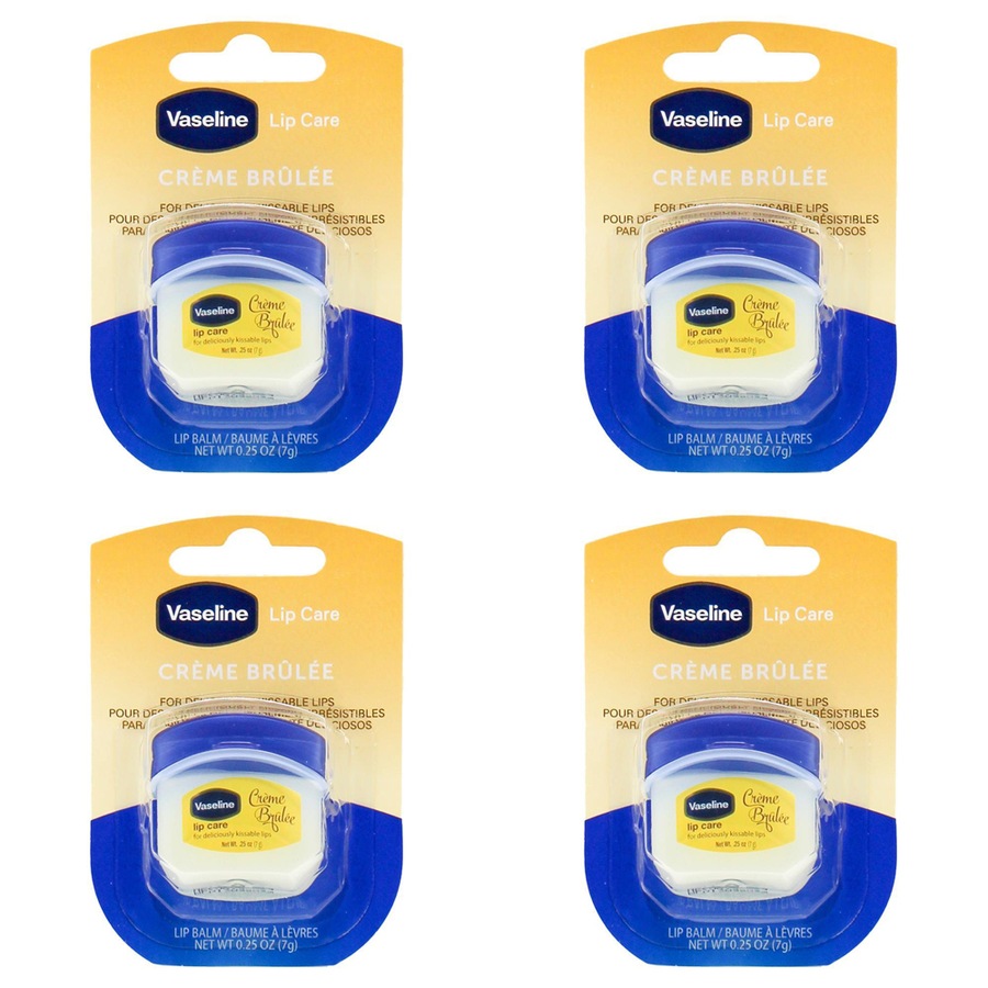 4x Vaseline Lip Therapy 7g Petroleum Jelly Moisturiser Mini Lipbalm Creme Brulee
