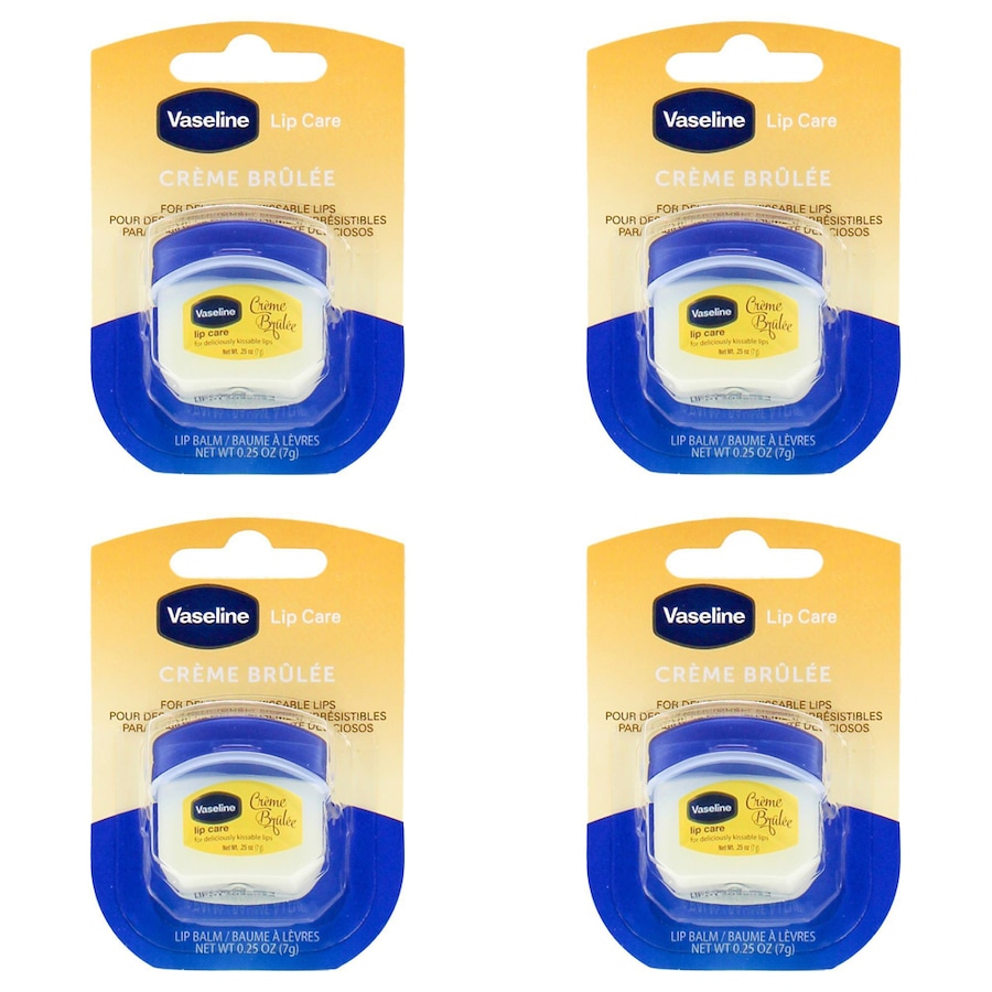 4x Vaseline Lip Therapy 7g Petroleum Jelly Moisturiser Mini Lipbalm Creme Brulee