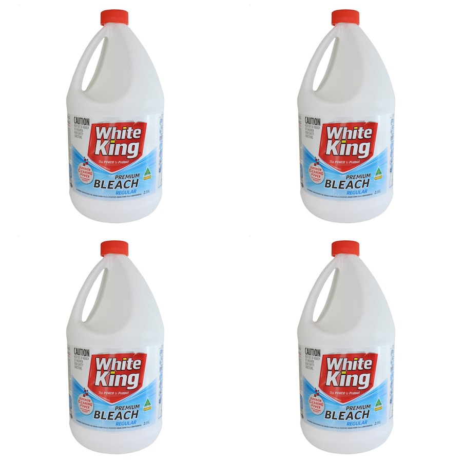 4x White King Premium Multi Purpose Liquid Bleach Home Cleaner 2.5L Regular