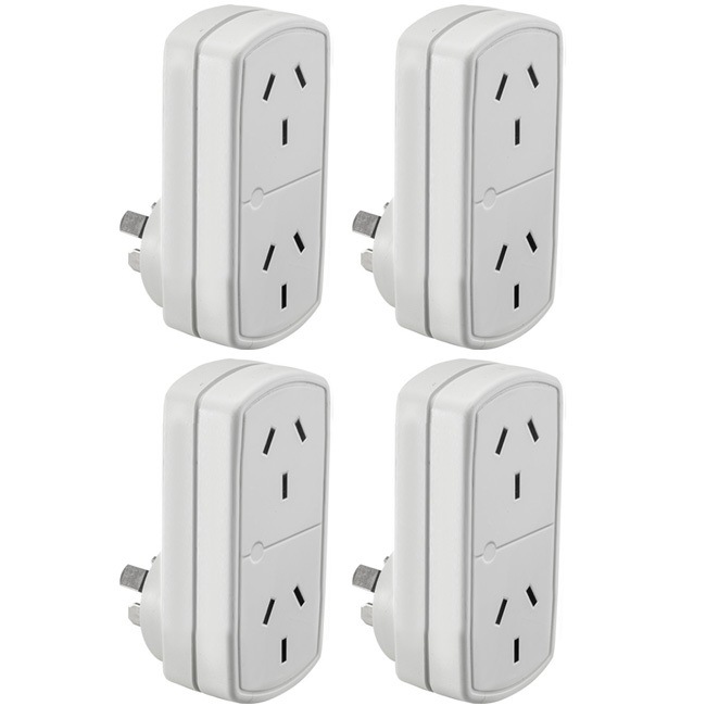 Buy 4x 10A Mains Power Twin/Double Adaptor Vertical Powerpoint Wall