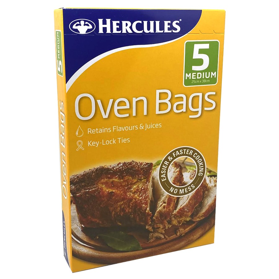50x Hercules Food Cooking/Roasting Oven Bags Medium 25x38cm Retain Flavour