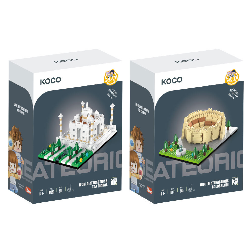 Buy 539pc Koco Taj Mahal and 505pc Colosseum Kids/Children Building Toy ...