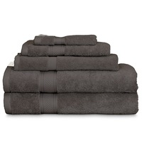 5pc Algodon St. Regis Cotton Bathroom Hand/Bath Towel/Face Washer Pack Charcoal