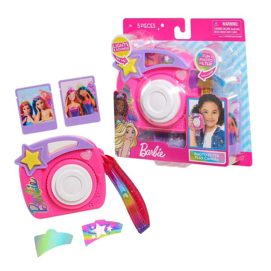 5pc Barbie Photo Filter Play Camera Lights/Sounds Children Kids Toy Pink 3y+