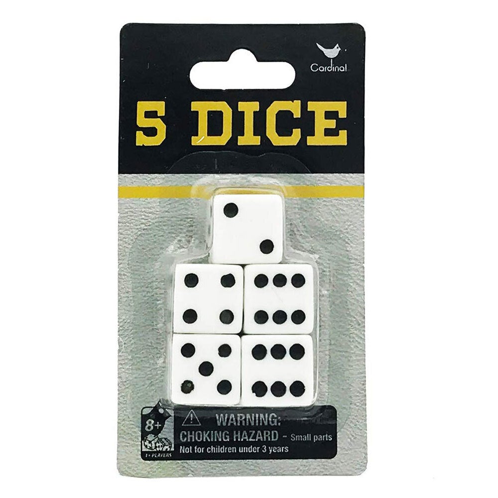 5pc Cardinal Classic Dice Pack/Set f/ Board/Table Games/Play/Roll Black/White