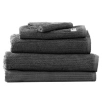 5pc Renee Taylor Bath/Hand Towel Set Cobblestone 650 GSM Cotton Ribbed Granite