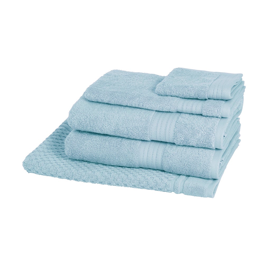 5pc Sheraton Luxury Egyptian Cotton Towel Pack Bath/Face/Hand/Mat Porcelain Blue