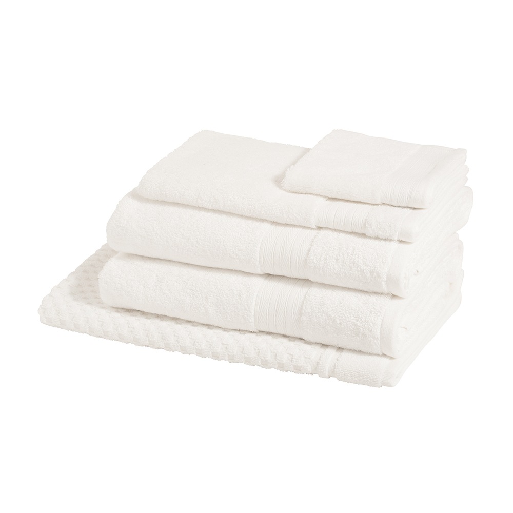 5pc Sheraton Luxury Egyptian Cotton Towel Pack Bath/Hand/Mat/Face Washer White