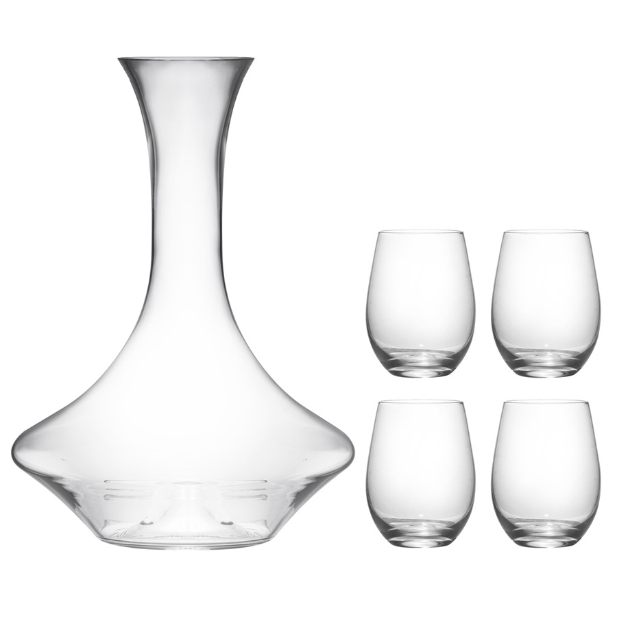 Buy 5pc Tempa Quinn Modello Wine Crystal Glass Decanter/Stemware Set ...