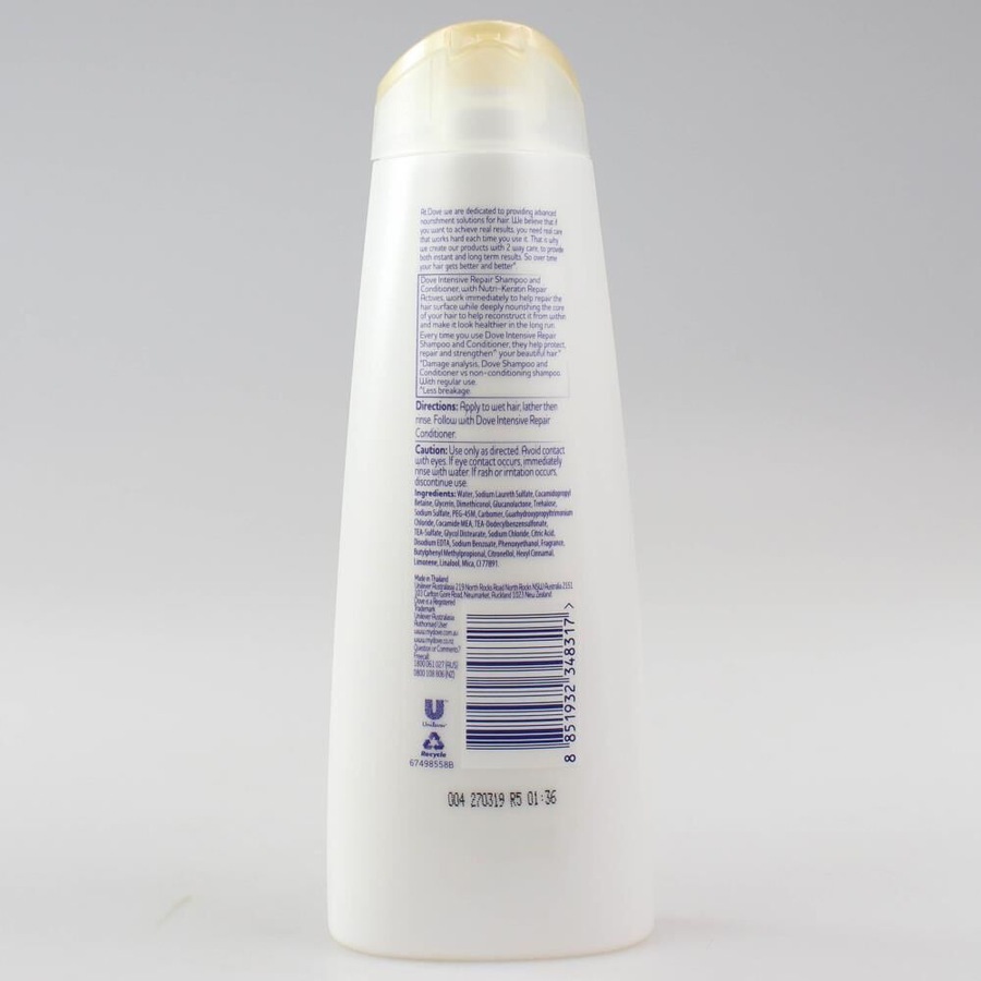 5PK Dove 320ml Shampoo Intensive Repair Care For Damaged Hair Nutri-Keratin