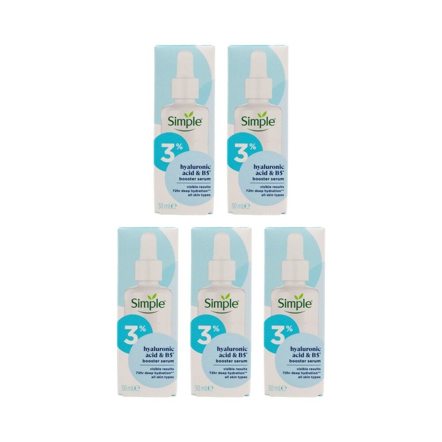 5PK Simple Face Serum w/Hyaluronic Acid & Vitamin B5 for All Skin Types 30ml