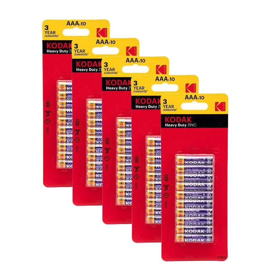 5x 10pc Kodak Extra Heavy Duty AAA Battery 1.5V Single Use Zinc Chloride