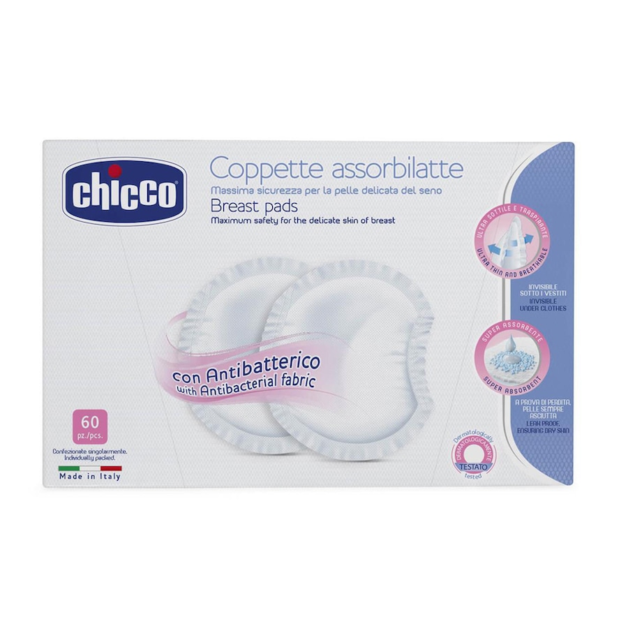 60pc Chicco Nursing Absorbent Breast Pads Breastfeeding Cover Antibacterial WHT