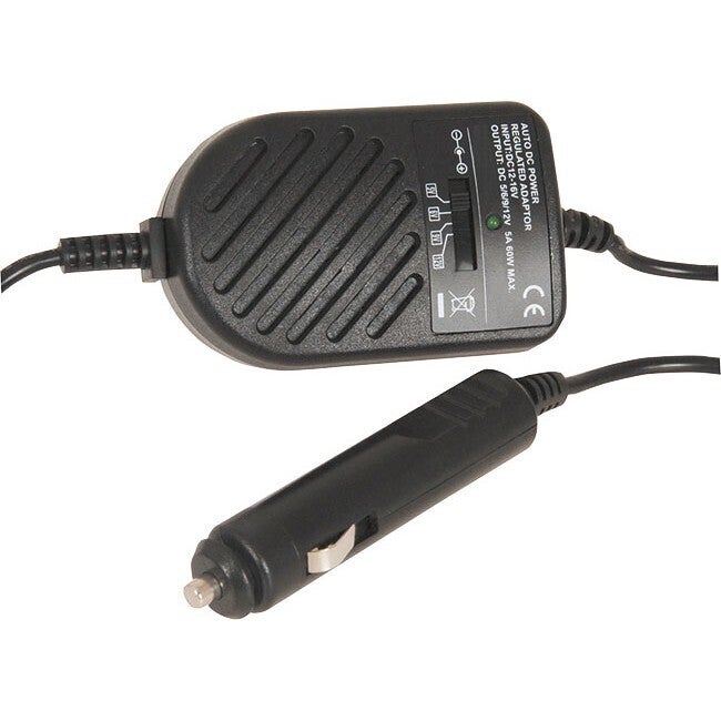 60W Regulated Car Power Adaptor 12VDC 5A w/ 140cm Lead for CD/MP3 Players Black