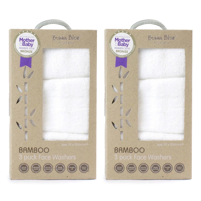 Buy 6pc Bubba Blue 25cm Square Bamboo Face Washer Set Soft Baby Towel