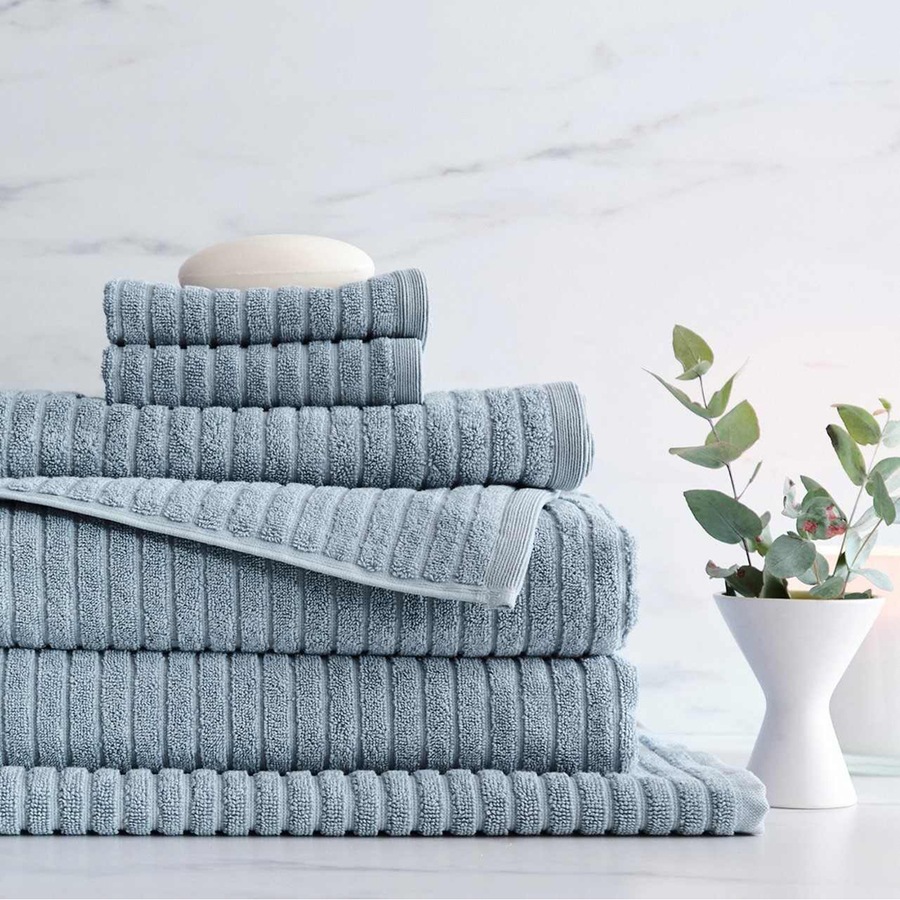 6pc Canningvale Alessia Cotton Bamboo Quick Drying Rib Towel Set Fresco Blue
