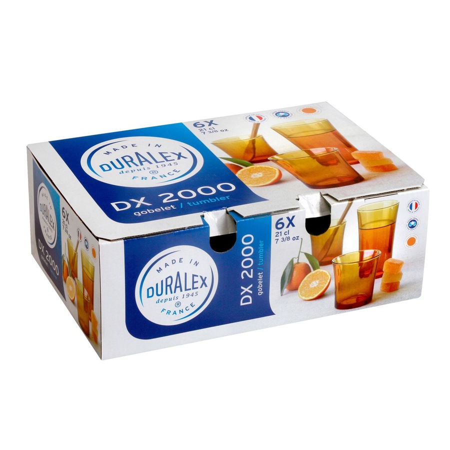 6pc Duralex Lys Amber 210ml Tumbler Glasses Set Water/Juice Drinking Cup Yellow