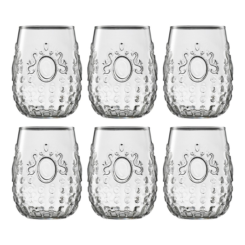 Buy 6pc Ecology Marie 490ml Clear Stemless Red Wine/Drinks Glasses