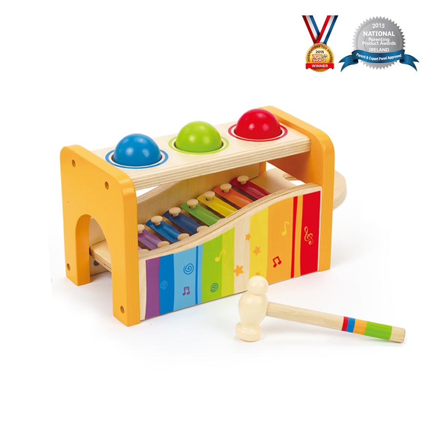 6pc Hape Pound/Tap Bench Musical Keyboard/Xylophone Kids/Baby Wooden Toy 12m+