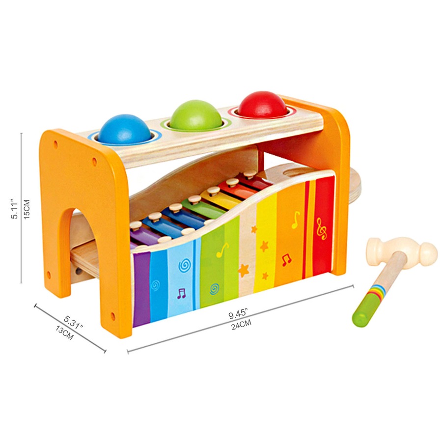 6pc Hape Pound/Tap Bench Musical Keyboard/Xylophone Kids/Baby Wooden Toy 12m+