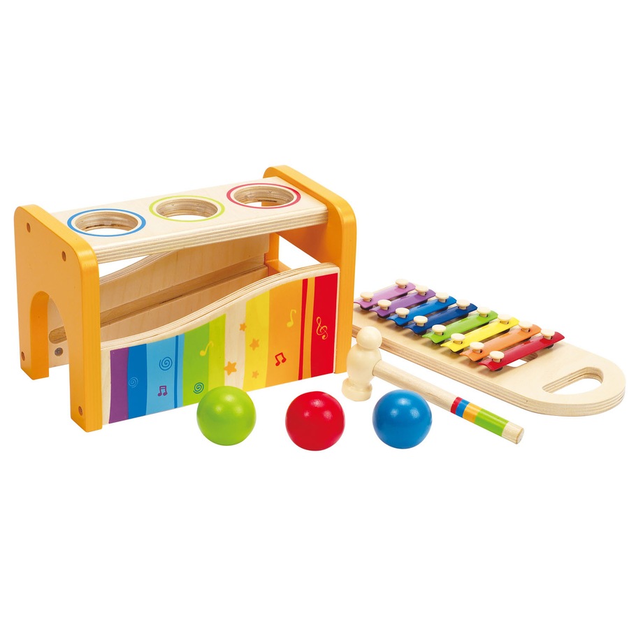 6pc Hape Pound/Tap Bench Musical Keyboard/Xylophone Kids/Baby Wooden Toy 12m+