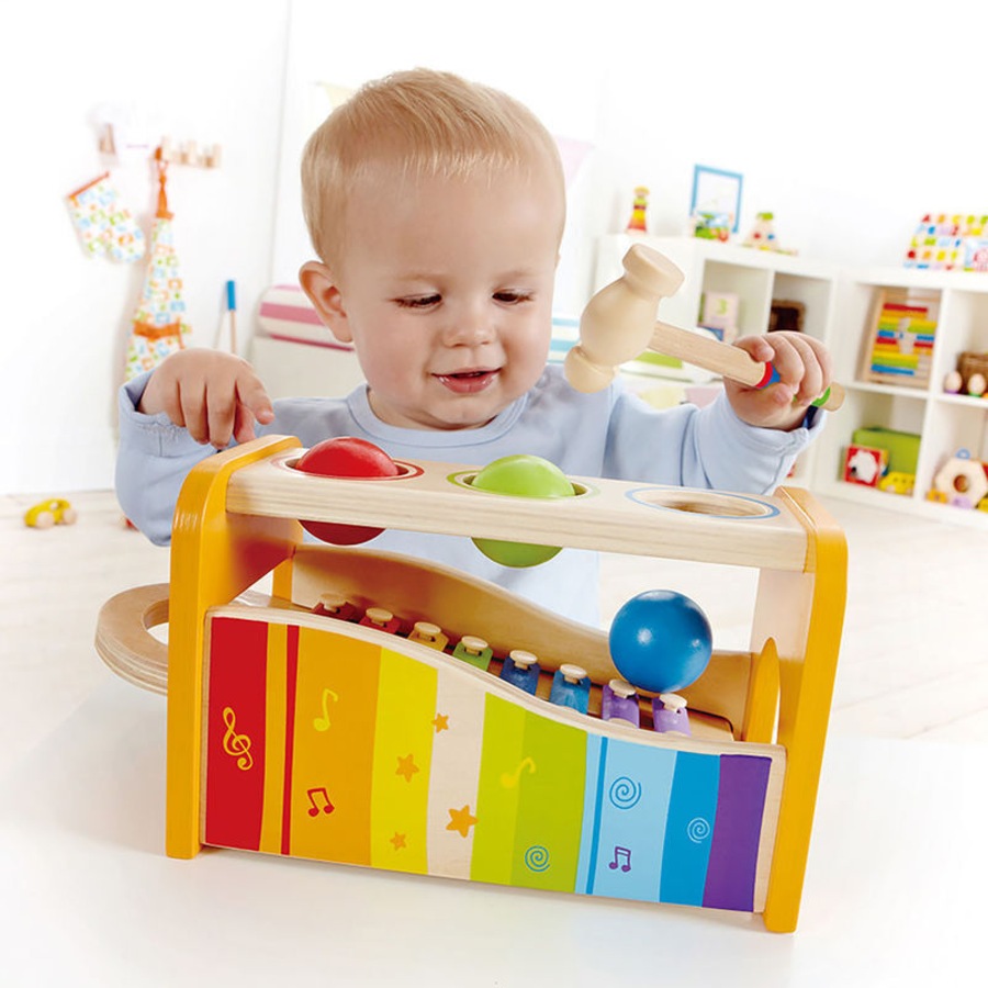 6pc Hape Pound/Tap Bench Musical Keyboard/Xylophone Kids/Baby Wooden Toy 12m+