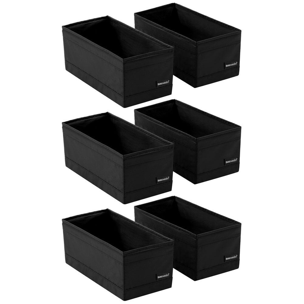 6pc Kloset by Boxsweden Collapsible 28cm Rectangle Storage Cubes Organiser BLK