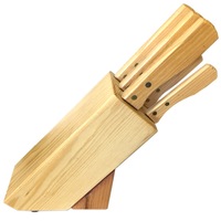 6pc Stainless Steel Kitchen Knife Block Set Chef/Slicer/Butcher Serrated Knives
