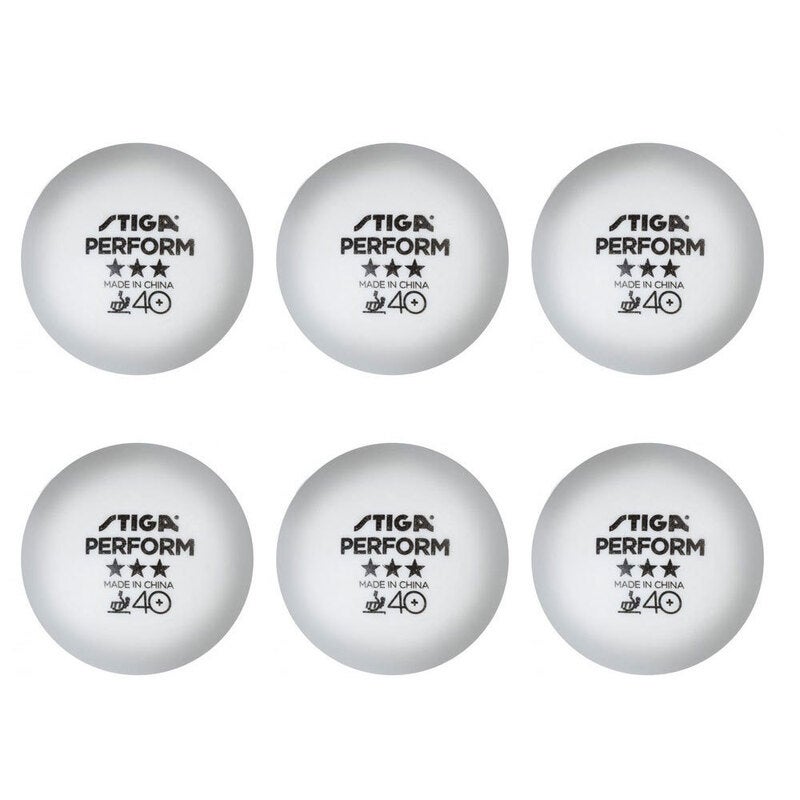 6pc Stiga Perform 3 Star Table Tennis Plastic Ball 40+ Ping Pong White ITTF Appr