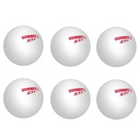 6pc Summit 2 Star Red Dot Table Tennis Plastic Ball 40+ Ping Pong Game White
