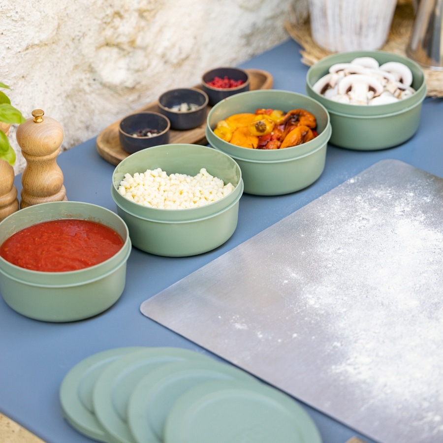 6pc ZiiPa Spetina Dough Box Stackable Airtight Containers 15.5x15.5x8cm Eucalyptus