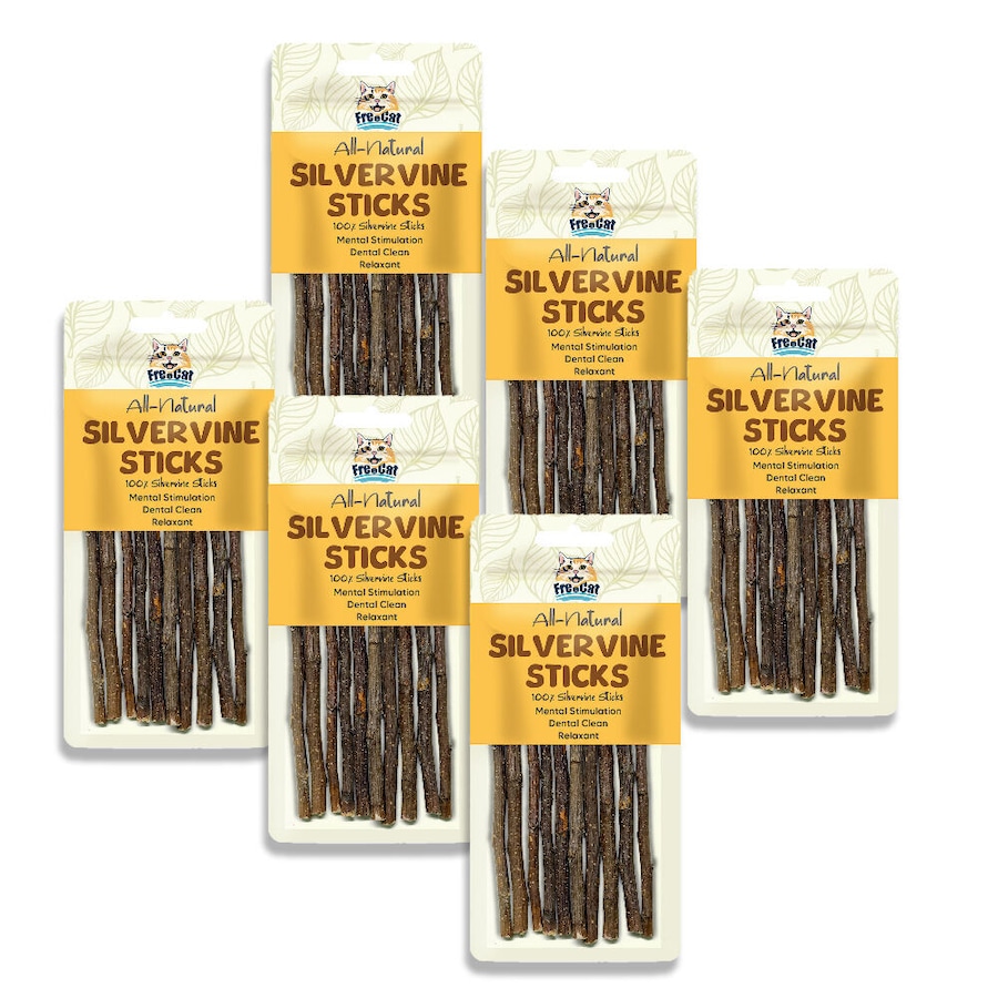 6PK 10pc Freecat All Natural Silvervine Sticks Pet Cat Dental Care