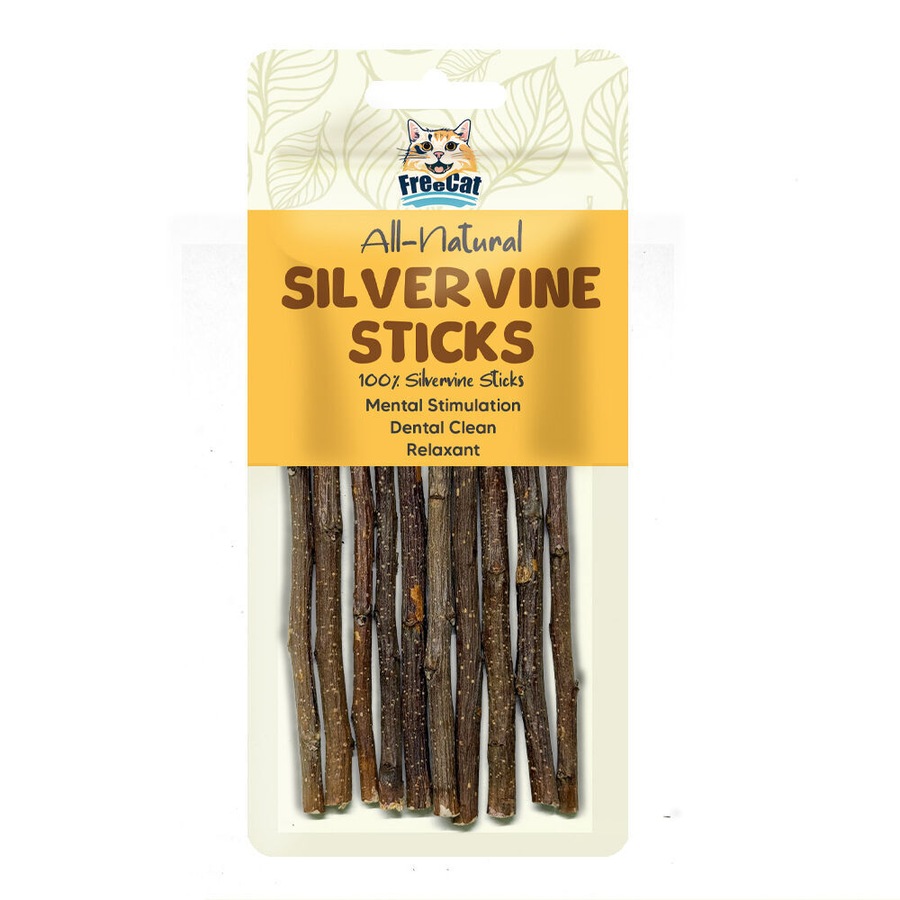 6PK 10pc Freecat All Natural Silvervine Sticks Pet Cat Dental Care