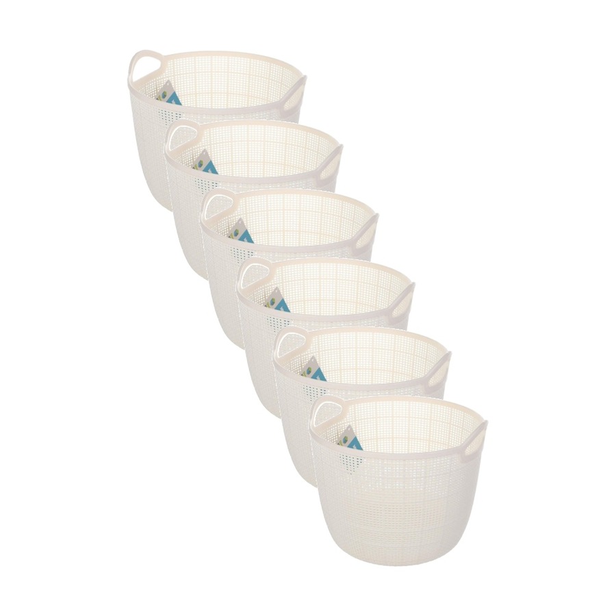 6PK Braz Home Organisation Fabric Storage Jute Basket 27.5x22cm 6L Assorted