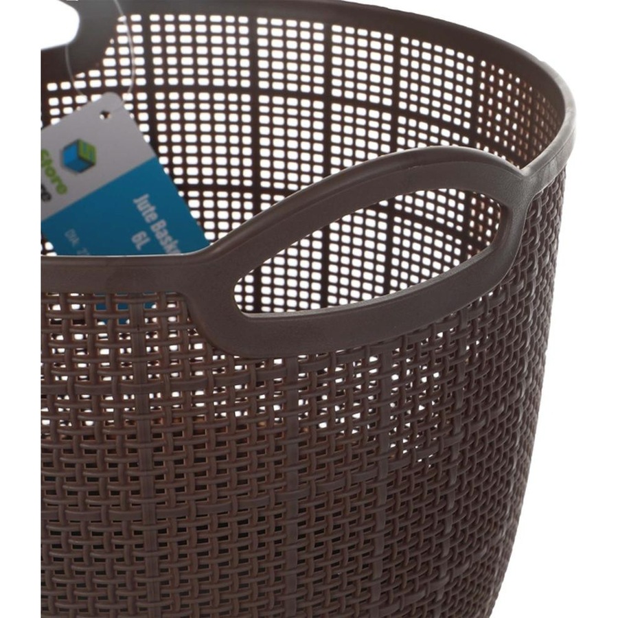 6PK Braz Home Organisation Fabric Storage Jute Basket 27.5x22cm 6L Assorted
