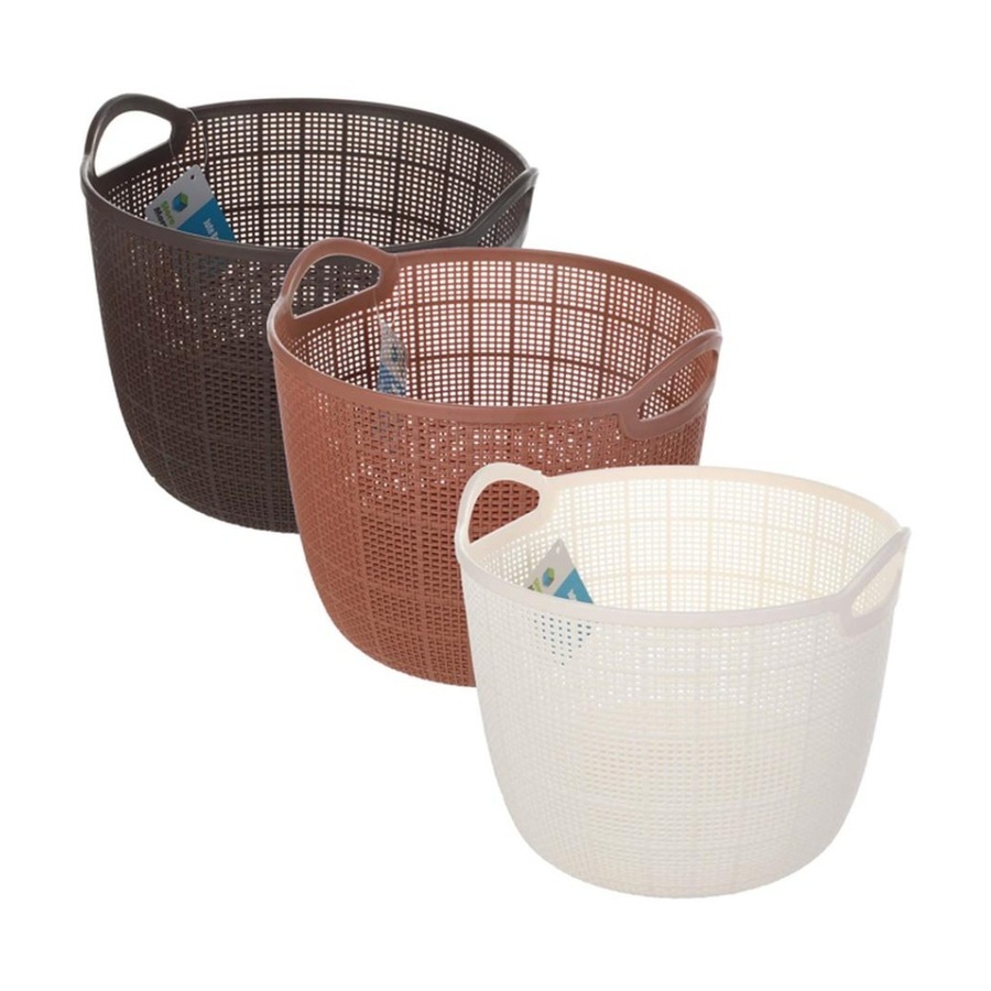 6PK Braz Home Organisation Fabric Storage Jute Basket 27.5x22cm 6L Assorted
