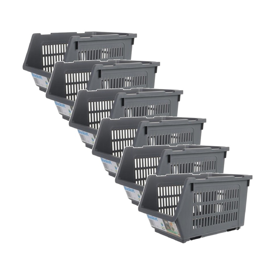 Buy 6PK Braz Ventilated Plastic Stackable Nesting Storage Basket Large ...