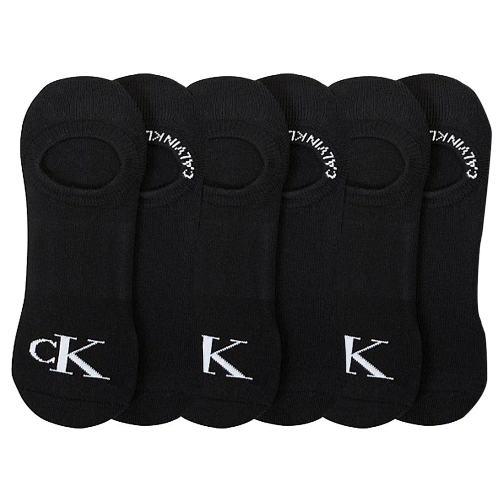 6PK Calvin Klein Men's One Size 1/2 Terry Cushion Liner Socks Black Assorted