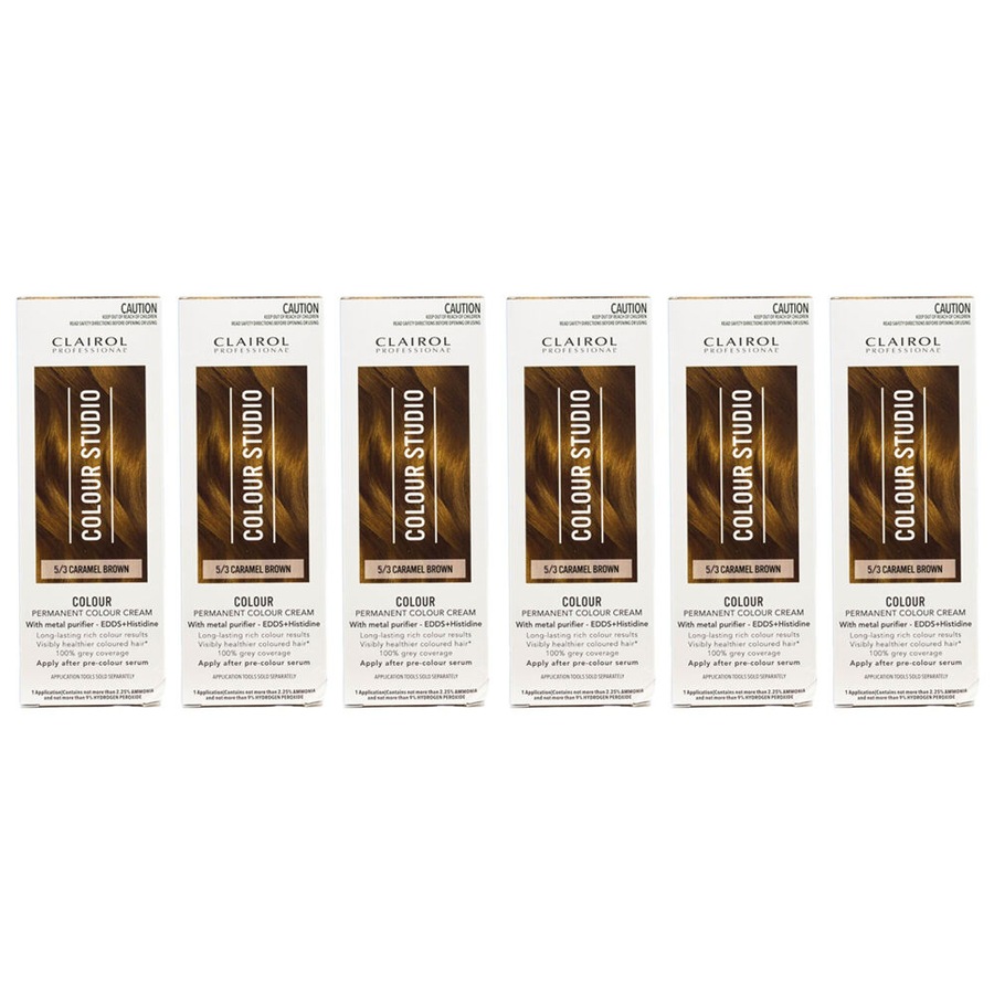 6PK Clairol Professional Permanent Hair Colour Cream 5/3 Caramel Brown Dye