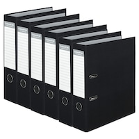 6PK Colour Hide A4 75mm 375 Sheets Lever Arch Binder File Organiser Office Black