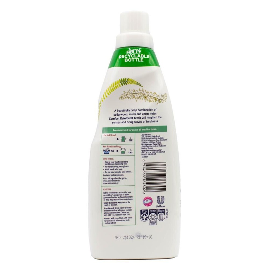 6PK Comfort 900ml Fabric Conditioner Clothes Laundry Fragrance Rainforest Fresh
