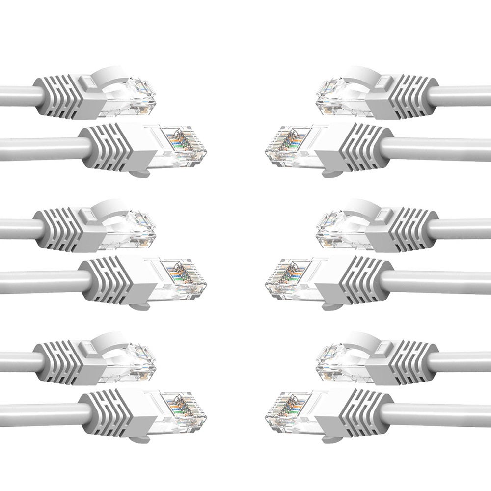 6PK Cruxtec 3m CAT6/RJ45 Network Lead Cable LAN Ethernet Internet Router Cord WH