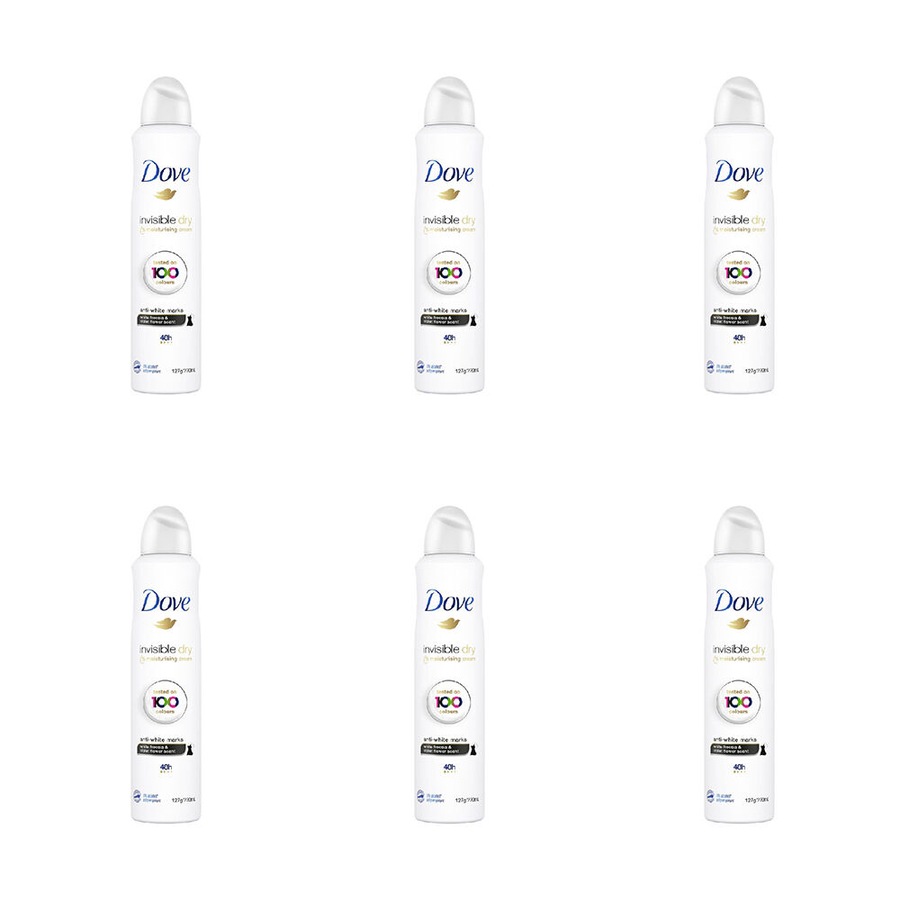 6PK Dove 127g/220ml Antiperspirant Deodorant Invisible Dry Anti-White Marks