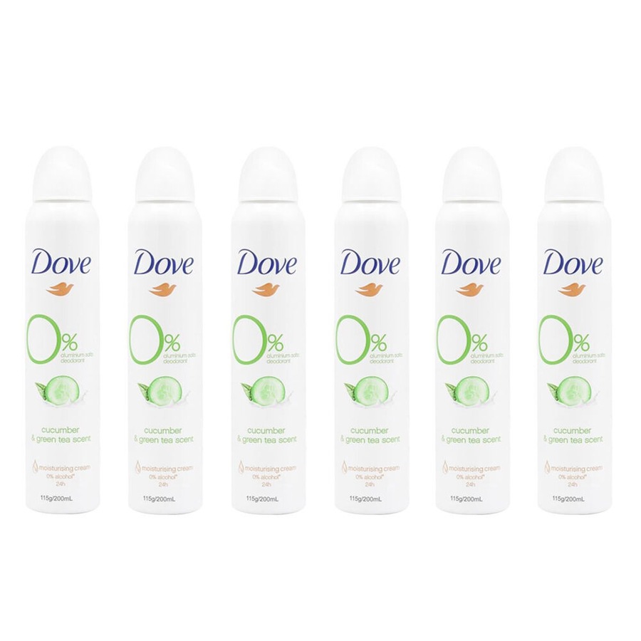 6PK Dove Antiperspirant Deodorant Spray 115g/200ml Cucumber & Green Tea Scent