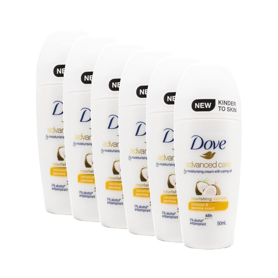 6PK Dove Antiperspirant Roll-On Deodorant 48 Hour 50ml Coconut & Jasmine