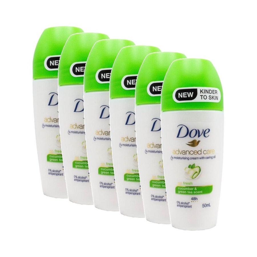 6PK Dove Antiperspirant Roll-On Deodorant 48 Hour 50ml Cucumber Green Tea