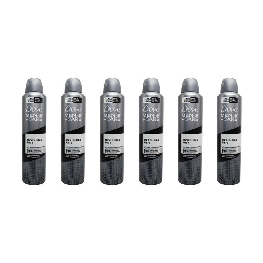6PK Dove Men +Care Invisible Dry Deodorant Spray 250ml 48hr Protection